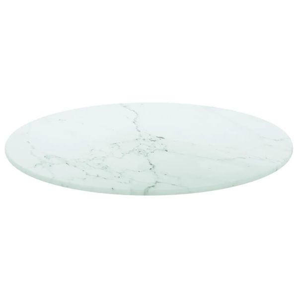 Syfax™ Piano Per Tavolo Bianco Ø40X0,8 Cm Vetro Temperato Design Marmo-image