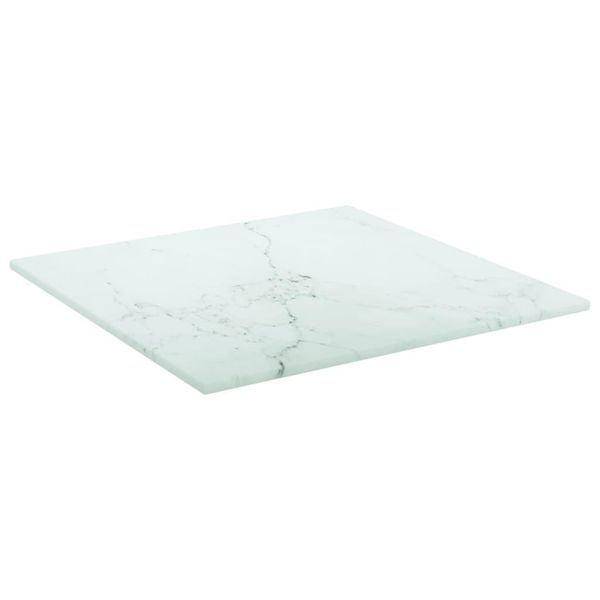 Syfax™ Piano Tavolo Bianco 30X30 Cm 6 Mm Vetro Temperato Design Marmo-image