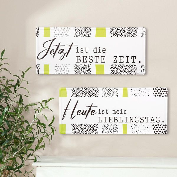 Gilde Schild, Rechteckig, "Green Line"", Spruch, Metall, Weiß, Ve 6, 2 StüCk Wie Abgebildet, B. 35 Cm, H. 15 Cm 58589"-image