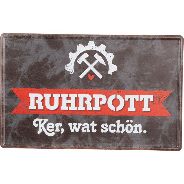 Gilde Schild, Rechteckig, "Ruhrpott"", Spruch, Metall, Schwarz, Ve 6, 2 StüCk Wie Abgebildet, B. 30 Cm, H. 19 Cm 53665"-image