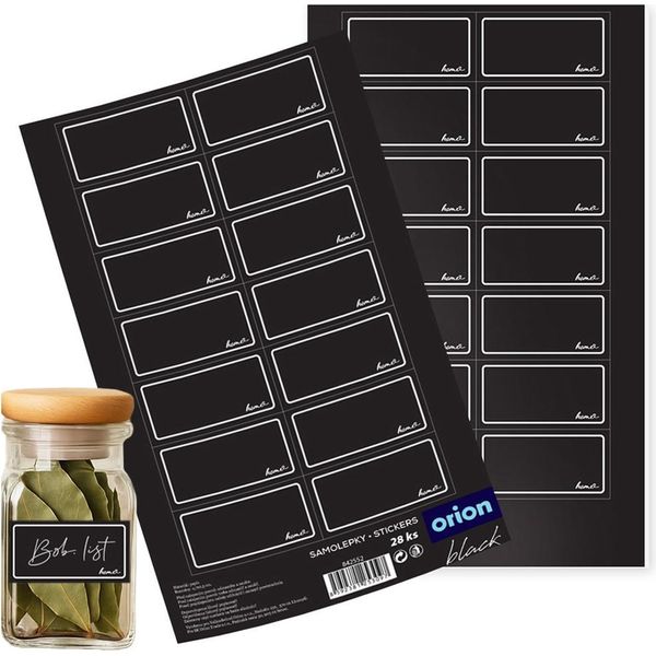 Orion | Etichette Autoadesive - Nero - 28 Pezzi - 4,7X2,5 Cm - Etichette Per Spezie - Per Barattoli Di Conserva-image