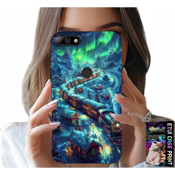 Custodia Per Huawei Y7 2018 - Treno, Disegni Di Natale Express + Vetro-image