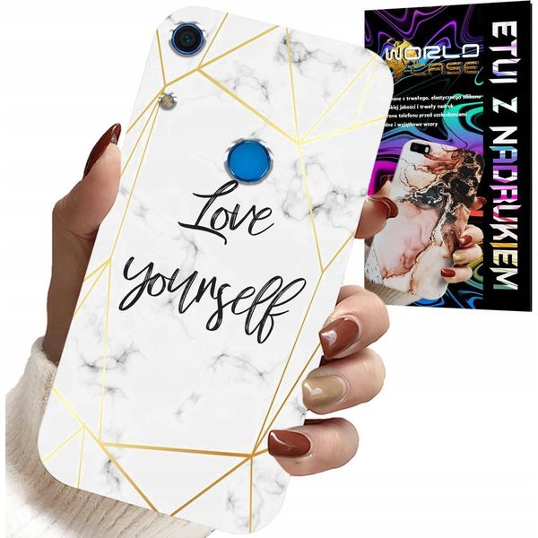 Custodia Per Huawei Y6S - Marmo Bianco Con Cornici Dorate Love You-image