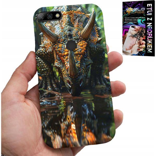 Custodia Per Huawei Y7 2018 - Custodia Dino Dinosauro Triceratopo-image
