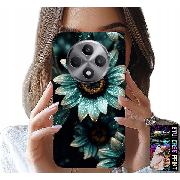 Custodia Per Oppo Reno12 F / 12Fs 5G - Gerbera Blu Margherita Fiore + Pellicola Protettiva-image