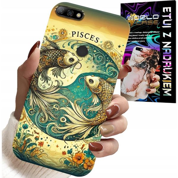 Custodia Per Huawei Y7 2018 - Segno Zodiacale, Astronomia Dei Pesci + Pellicola-image