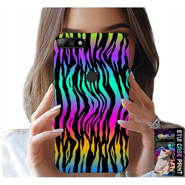Custodia Per Huawei Y7 2018 - Custodia Con Motivi Astratti E Colorati + Pellicola-image