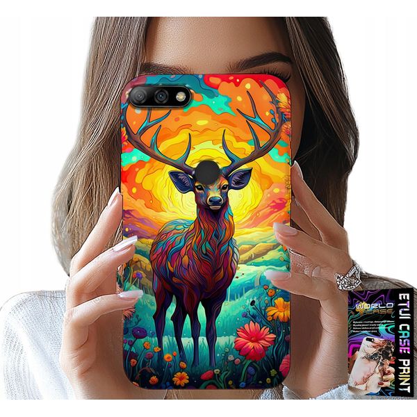 Custodia Per Huawei Y7 2018 - Disegni Colorati Cervi Alci Animali Della Foresta-image