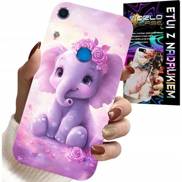 Custodia Per Huawei Y6S - Simpatico Elefante Su Sfondo Rosa Custodia + Pellicola-image