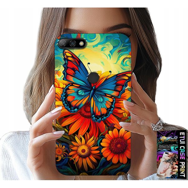 Custodia Per Huawei Y7 2018 - Farfalle Farfalle Fiori Rose Custodia-image