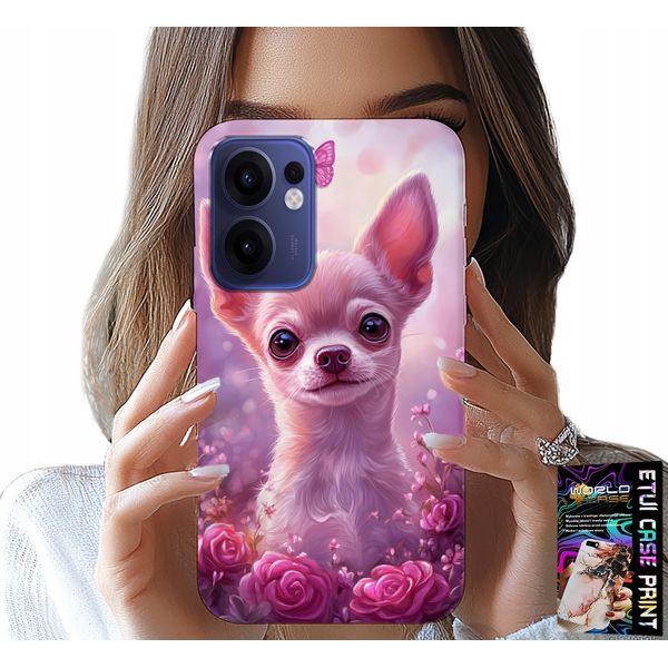 Custodia Per Oppo Find X5 Lite - Dolce Chihuahua Su Sfondo Rosa Con Fiori-image