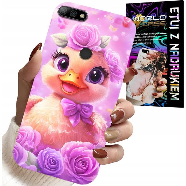 Custodia Per Huawei Y7 2018 - Simpatica Anatra, Anatra Su Sfondo Rosa-image