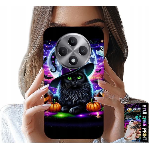 Custodia Per Oppo Reno12 F / 12Fs 5G - Gatto Nero Halloween Salem Zucca Motivi-image