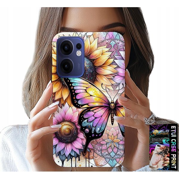 Custodia Per Oppo Find X5 Lite - Girasole Con Farfalla, Custodia + Pellicola Protettiva-image