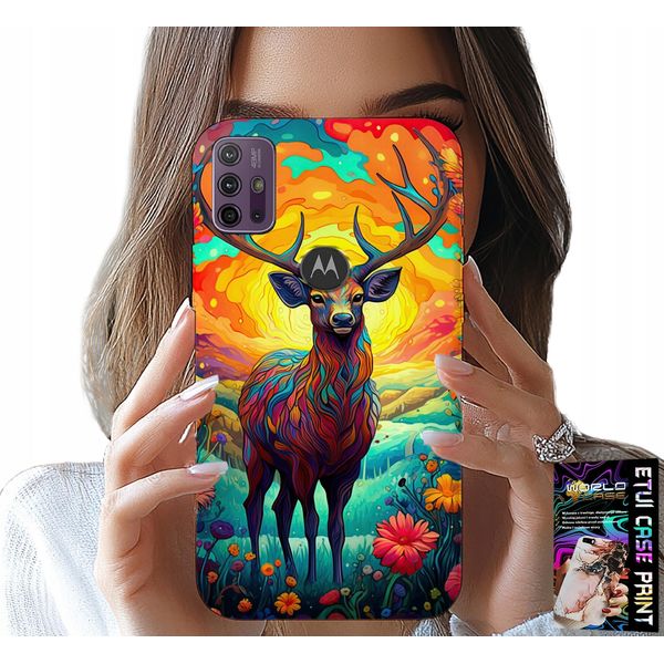 Custodia Per Motorola Moto G10 Power - Motivi Colorati Cervo Alce Animali Della Foresta-image