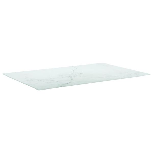 Vidaxl Piano Del Tavolo Bianco 100X62 Cm In Vetro Temperato 8 Mm Effetto Marmo-image