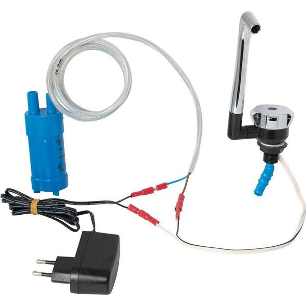 230V Novo Cromo Nero Campeggio Rubinetto Automatico + Pompa Sommersa + Spina Di Rete Womo Ad-Ideen-image