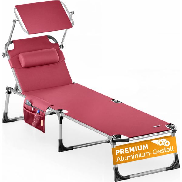 Casaria® Lettino Prendisole Pieghevole Malta 210X61Cm Con Tettuccio Carico Max. 180Kg Sdraio Da Giardino Mobili Esterno-image
