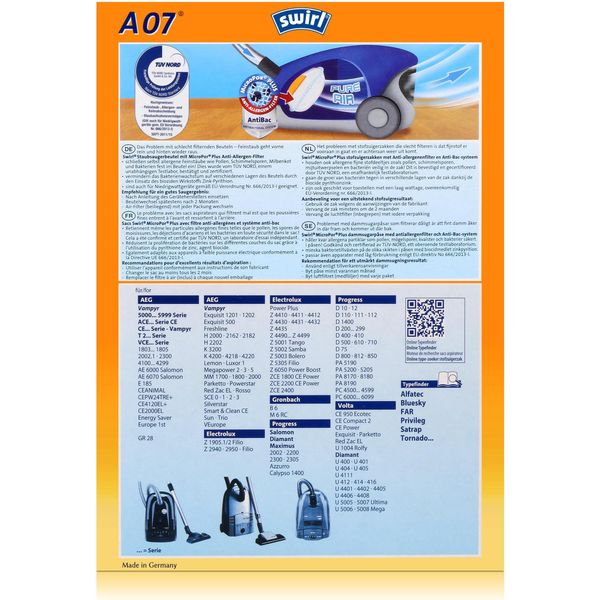 Swirl® 286671 Sacchetto Filtro Polvere - Marca Aeg - A 07 Airspace-image