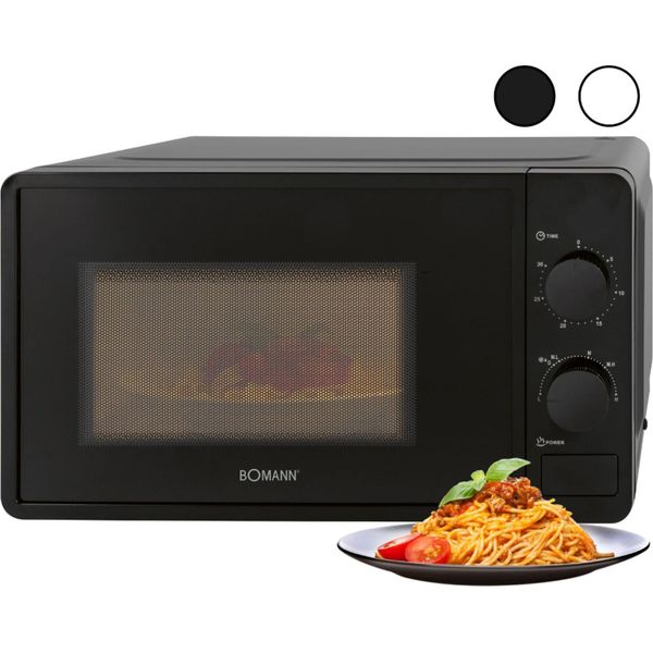 Bomann® Microwave | 700 Watt | 6 Livelli | Camera Di Cottura Da 20 Litri | Piatto Girevole A 360° | Timer Con Segnale Di Fine Corsa | Microonde | Mw 6014 Nero-image