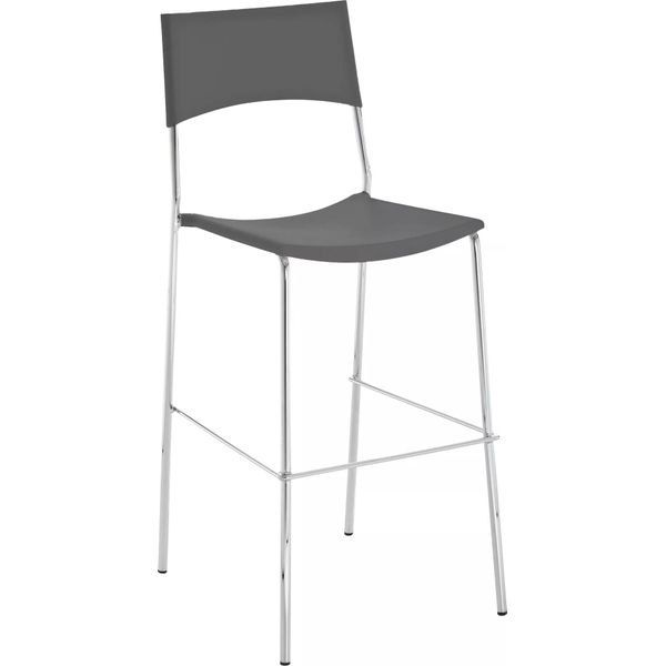 In And Outdoormatch Sgabello Da Bar Elvis - Con Schienale - Altezza Regolabile - Set Di 1 - Ergonomico - Sgabello Da Bar - Cucina - Grigio - 77Cm-image