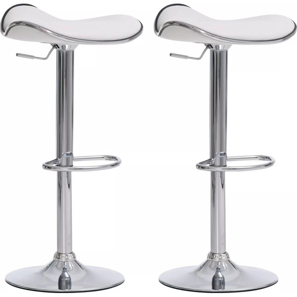 In And Outdoormatch Sgabello Da Bar Emilia - Set Di 2 - Regolabile In Altezza - Con Poggiapiedi - Seduta In Pelle Finta - Gambe In Metallo - Altezza Seduta 60 - 80 Cm-image