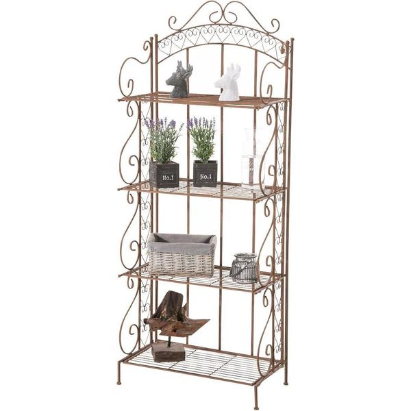 Scaffale In Metallo Teagan - Marrone Antico - 33X61X153Cm - Scaffale Portaoggetti - Scaffale Portaoggetti - Armadietto A Scomparti - Armadietto Aperto Industriale-image
