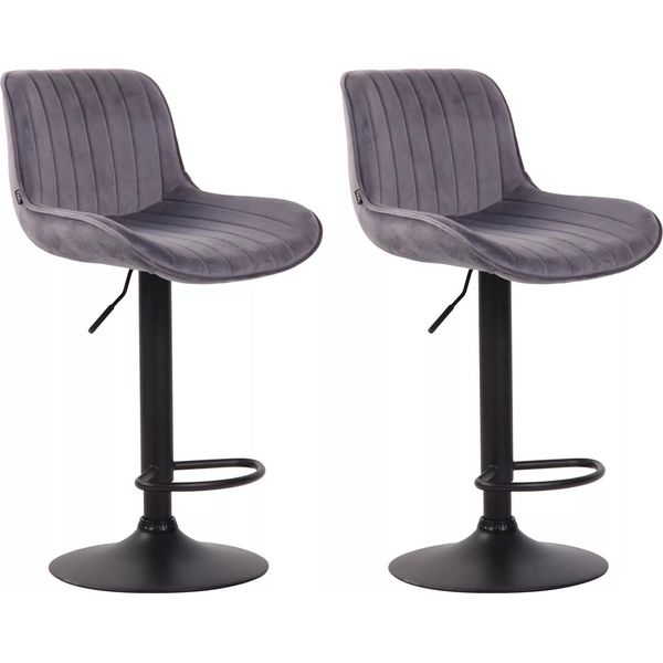In And Outdoormatch Sgabello Da Bar Lonie - Grigio Nero - Altezza Seduta 60-82 Cm - Set Di 2 - Regolabile In Altezza - Per Cucina E Bar - Con Schienale - Sgabelli Da Bar Ergonomici-image