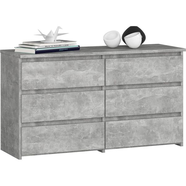 Comò Elegante CL100 Con 6 Cassetti In Colore Cemento Per Stoccaggio E Design Raffinato-image