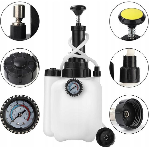 Luxtom | Dispositivo Di Spurgo Freni, 3L, Per E20, Dispositivo Di Sostituzione Del Liquido Freni Con Contenitore Di Aspirazione Da 1L, Spurgo Freni Auto, Sistema Di Spurgo Freni-image