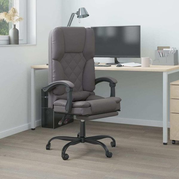 The Living Store Sedia Da Ufficio Con Funzione Massaggio Similcuoio Grigia-image