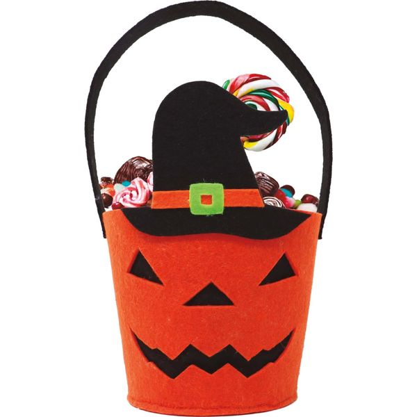 Halloween Zucca Secchiello Festa Decorazione Jack Olantern Strega Cappello Arancione Nero Decorazione Spaventosa, Colore: Arancione-image