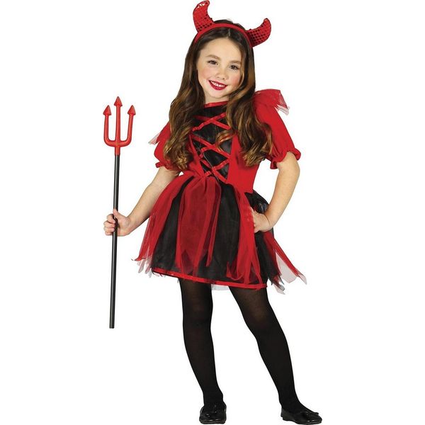 Fiestas Guirca - Costume Da Diavoletta Per Bambina FG1470 (116) (Rosso/Nero)-image