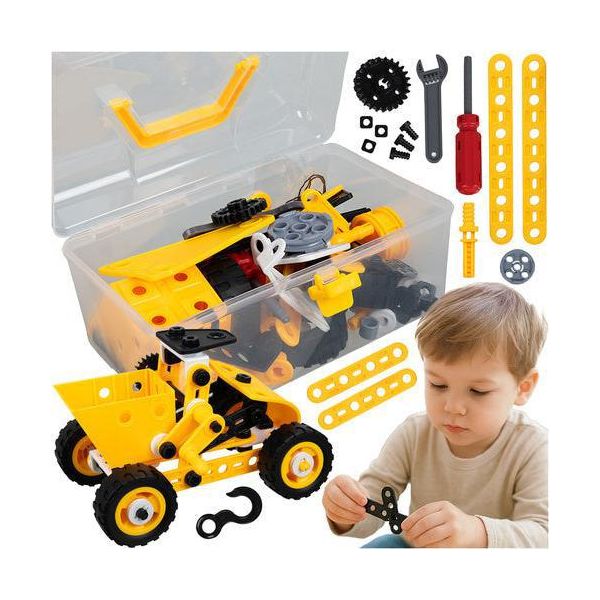 Set Di Blocchi Di Costruzione, 100 Pezzi, Veicoli, Educativi-image