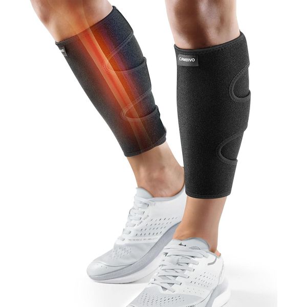 Cambivo Calze Compressione Graduata Uomo Donna X2, Polpaccera Compressione Regolabile, Calzini Compressione Per Stinco, Vene Varicose, Calzettoni Calcio Senza Piede Per Sport, Corsa, Ciclismo-image