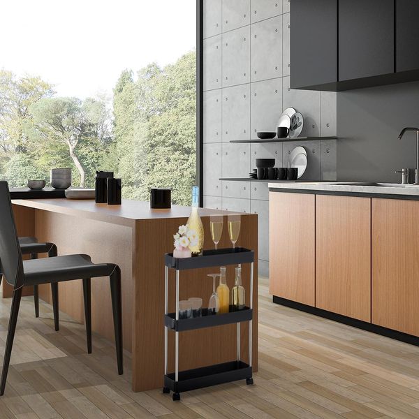 Carrello Nero A 3 Ripiani Con Ruote Per Cucina/Bagno-image