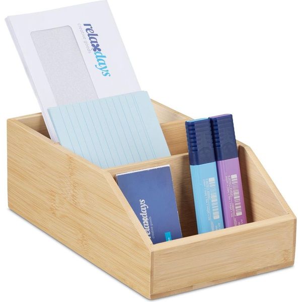 Organizer Da Scrivania In Bambù Con 3 Scomparti-image