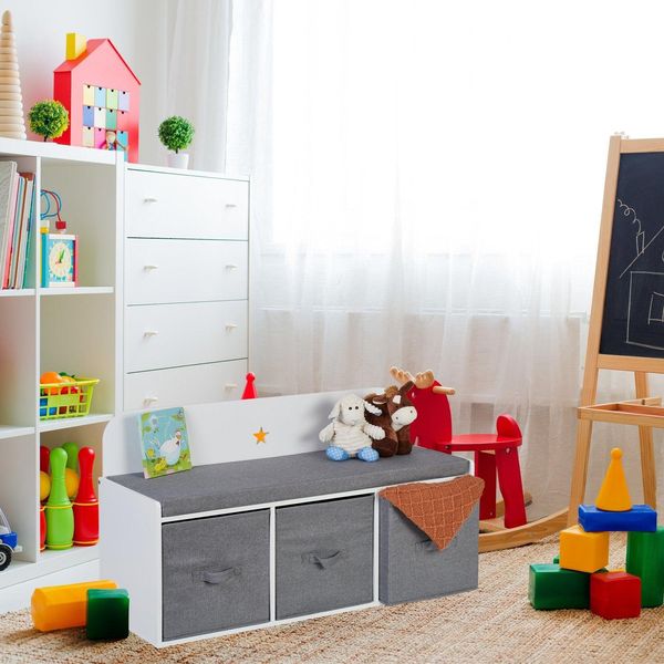 Panca Contenitore Per Bambini Con Cestini E Cuscino-image