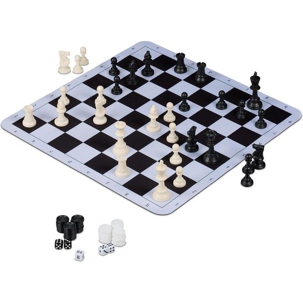 Set 3 In 1 Di Scacchi, Dama E Backgammon Arrotolabile-image
