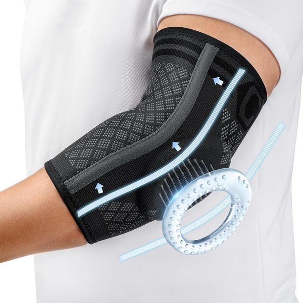 Cambivo 2X Tutore Epicondilite Gomito Con Cuscinetto In Gel E Doppio Stabilizzatore, Gomitiera Per Epicondilite Compressione, Gomitiere Palestra Per Gomito Del Tennista, Tendinite-image