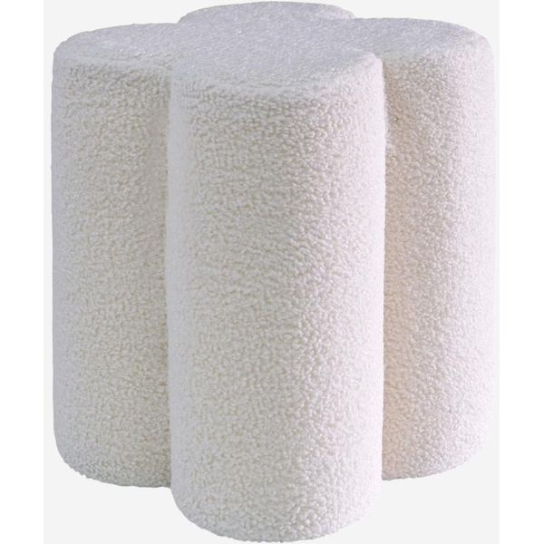 Pouf Sgabello Trifoglio Bouclé, Bianco-image