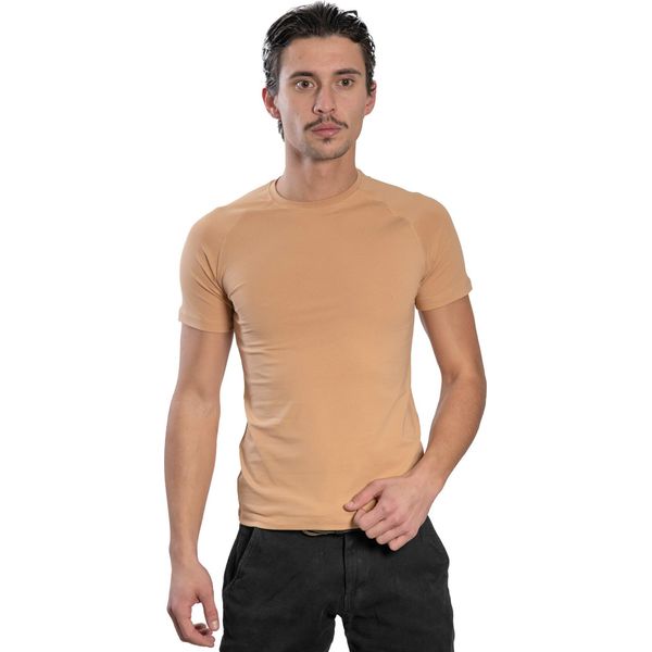 T-Shirt Da Uomo A Maniche Corte - Collo Tondo Raglan. Sabbia: L-image