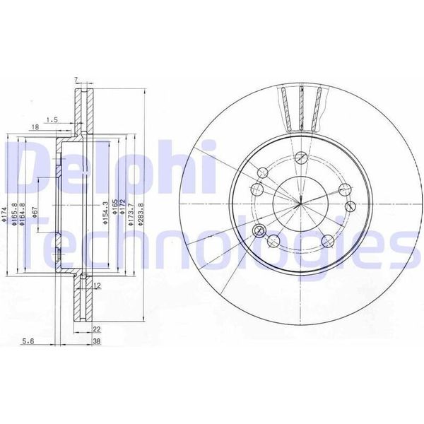 2X Disco Freno Delphi BG2345 Per MERCEDES-BENZ 190 (W201) Sl (R107)-image
