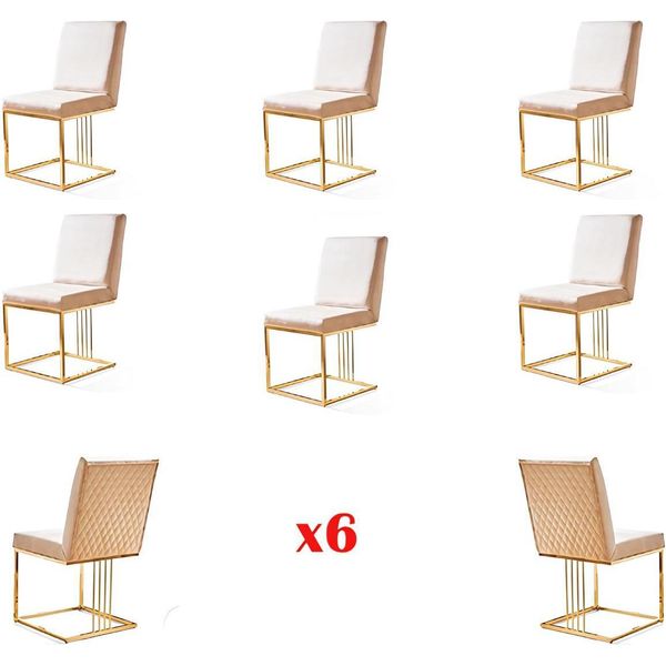 Set Di 6X Poltrone Sedia Di Design Metallo Tessuto Imbottitura Sedie Gastro Sala Da Pranzo Mobili-image