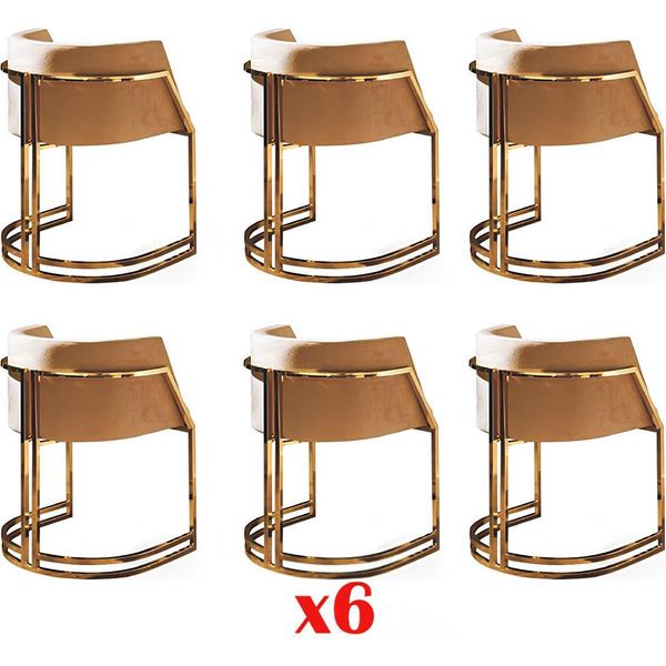 Sedie Da Cucina Elegante Sala Da Pranzo Tessuto Set 6X Poltrone Sedia Design Metallo Tessile-image
