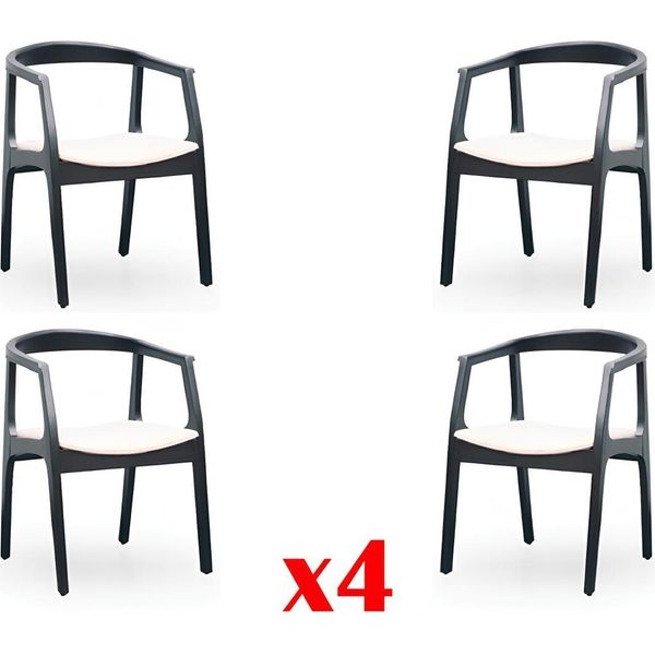 Set 4X Poltrona Sedia Design Legno Tessile Imbottitura Sedie Gastro Sala Da Pranzo Tessuto Nuovo-image