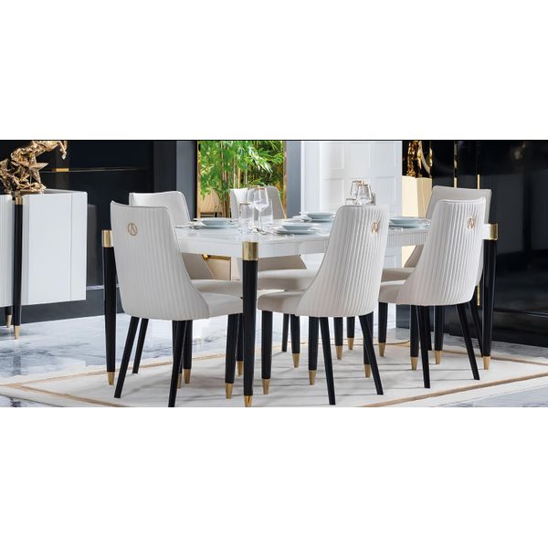 Set Da Pranzo Tavolo In Legno 7 Pezzi Set Completo Tavolo Da Pranzo 6X Sedie Set Sala Da Pranzo-image