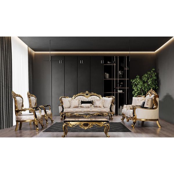 Divano Chesterfield Barocco Divano 5 Pezzi Set Divano 3+3+1+1 Tavolino Da Salotto-image