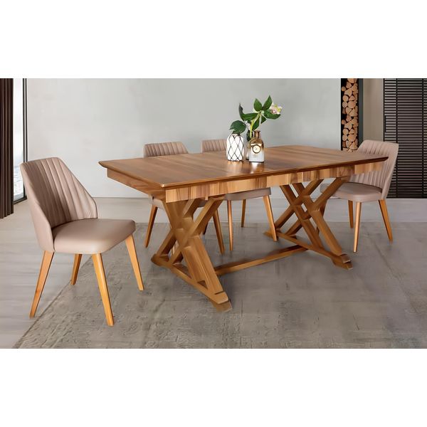 Set Tavolo 6X Poltroncine Sedie Set Da Pranzo 7Pcs Sala Da Pranzo Completa-image