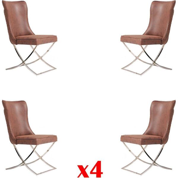 Set 4X Poltrona Sedia Da Pranzo In Acciaio Inox Tessuto Imbottitura Sedia Gastro Sala Da Pranzo-image